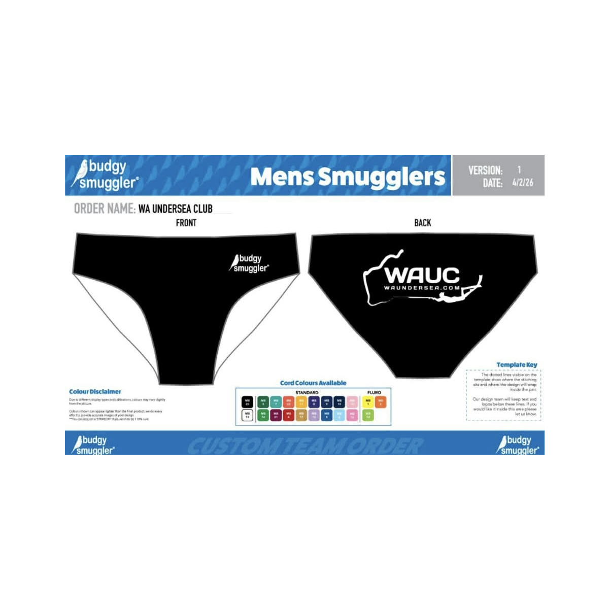 Pre-Order sale - Budgy Smuggler - MALE