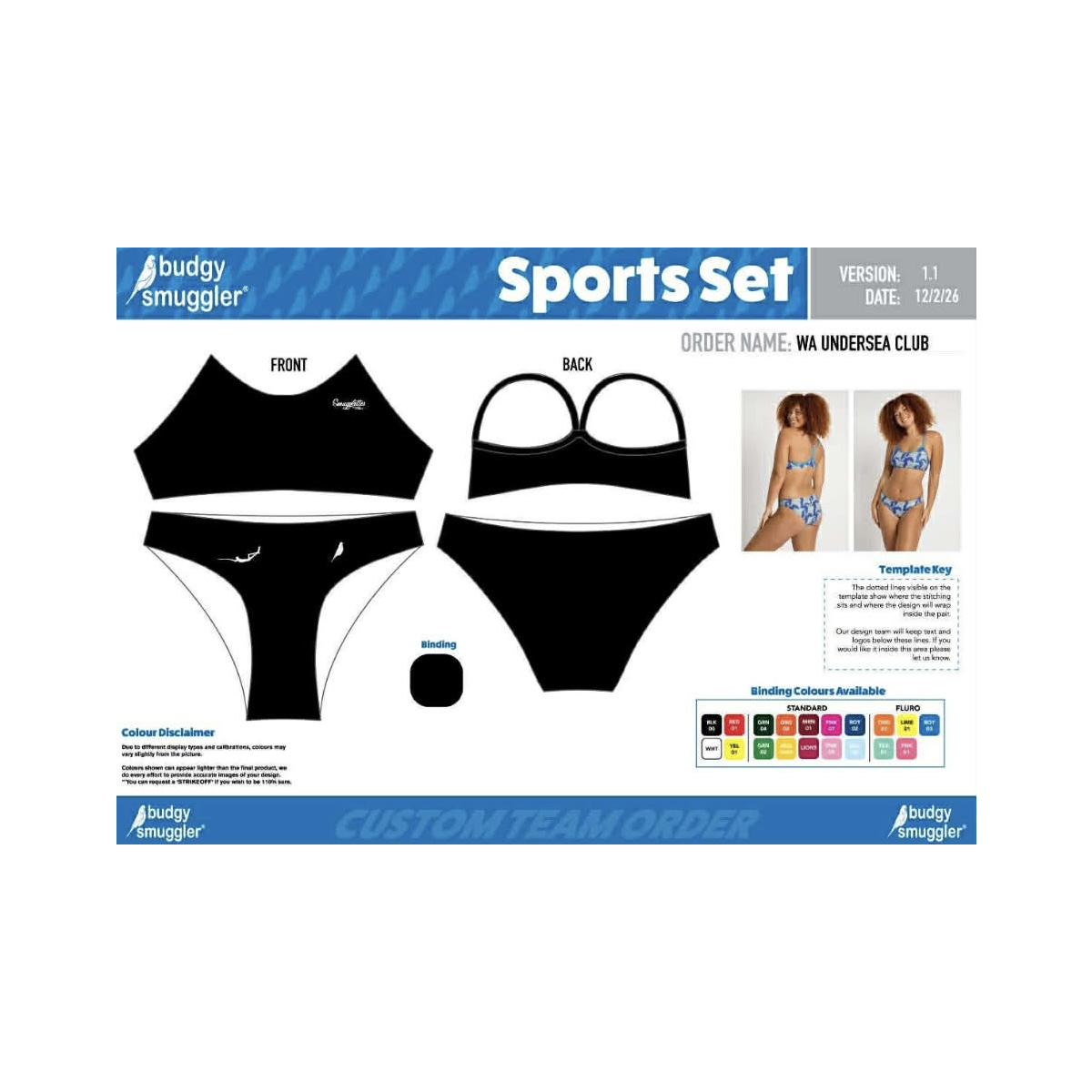 Pre-Order sale - Budgy Smuggler - FEMALE 