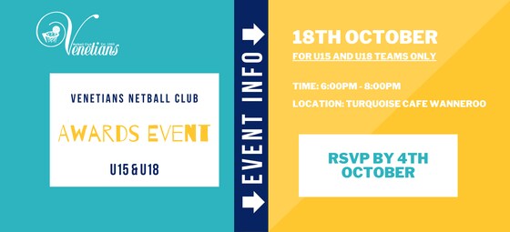 U15 & U18 Awards Night - 18th October