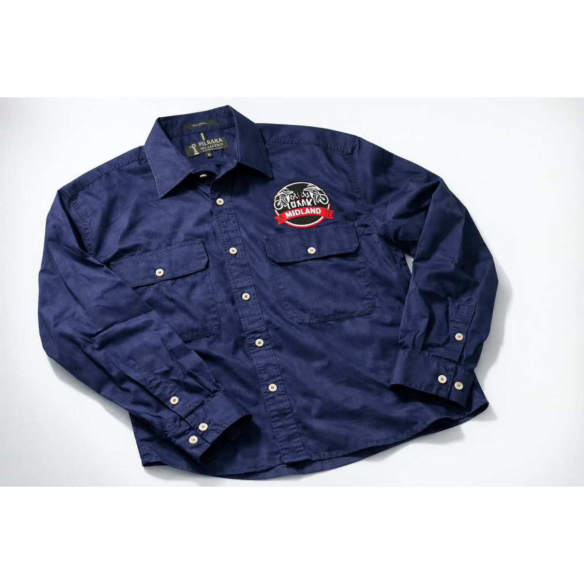 Navy Blue Full‑Button Hedland BMX Work Shirt