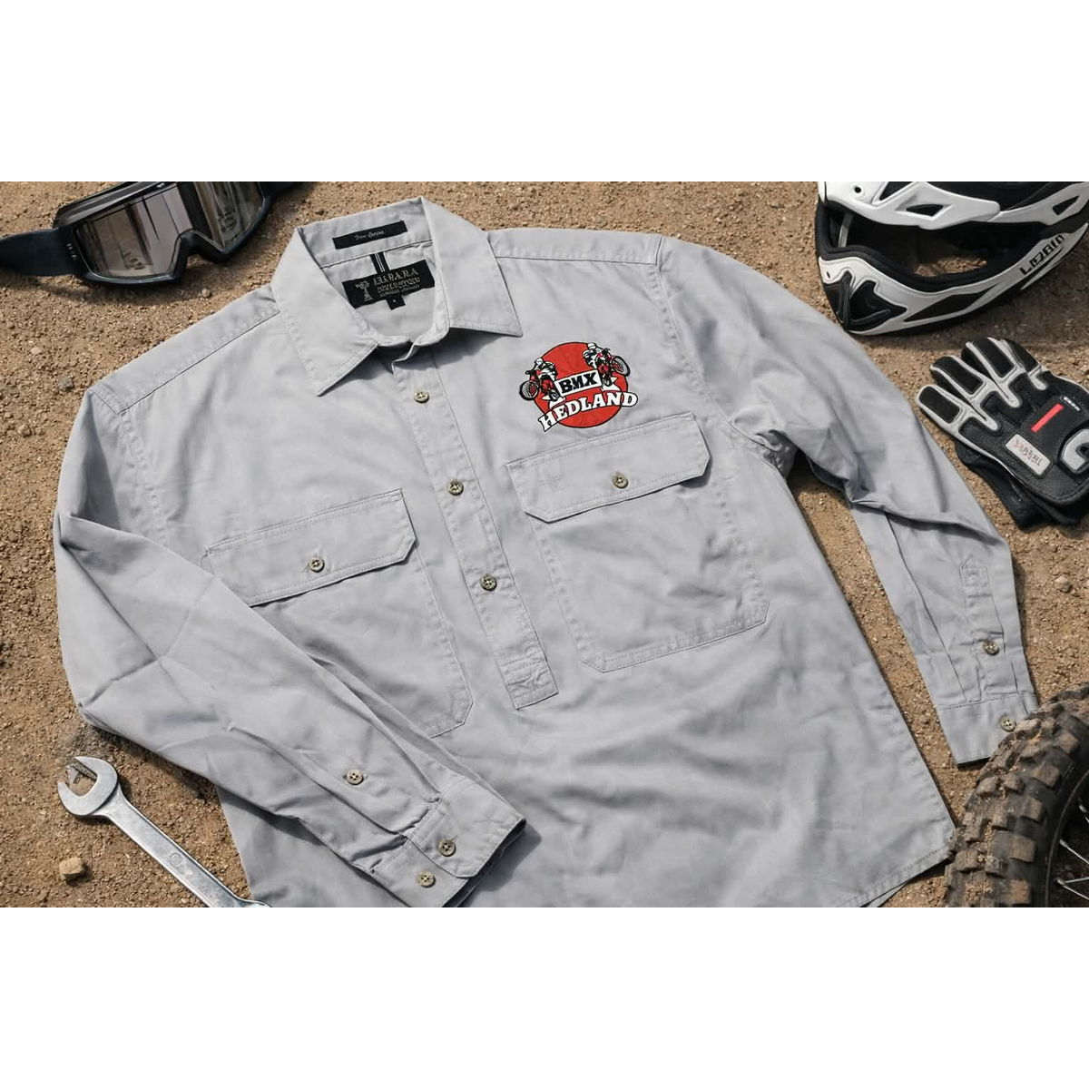 Grey HBMX Work Shirt - Half Button