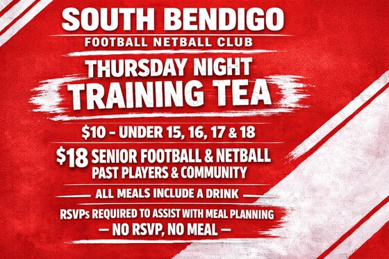 Thursday Training Tea 16/4/26