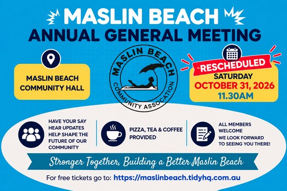 Rescheduled Maslin Beach Community Association AGM 31.10.2026