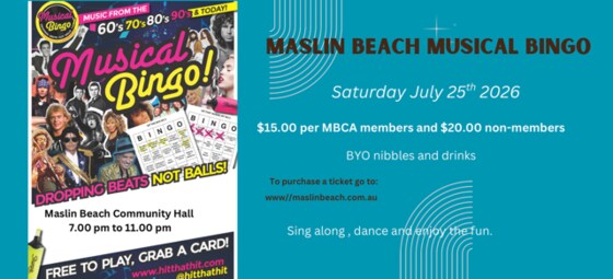 Maslin Beach Singing Bingo Saturday 25th July 2026