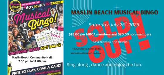 Maslin Beach Singing Bingo Saturday 25th July 2026