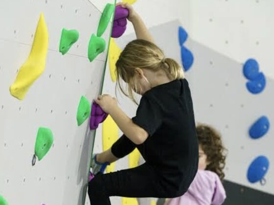 School Aged Multiples Indoor Rockclimbing