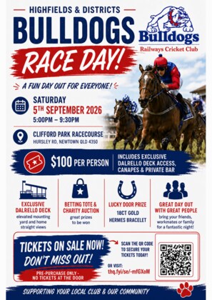 HDRCC Race Day - Clifford Park 5th September 2026 - Delrello Deck