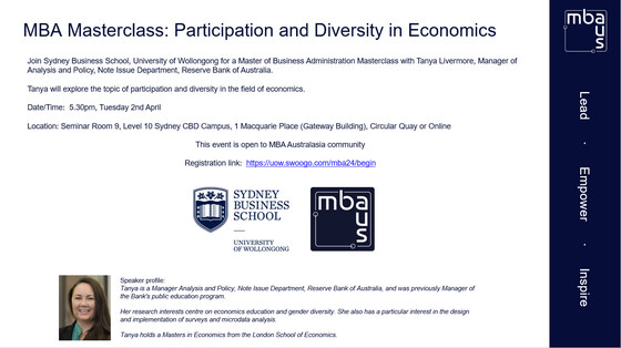 MBA Masterclass: Participation and Diversity in Economics
