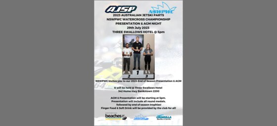 2023 AUSTRALIAN JETSKI PARTS NSWPWC WATERCROSS CHAMPIONSHIP PRESENTATION & AGM NIGHT