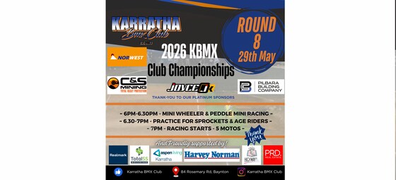 Round 8 - 2026 KBMX Club Championships **Current Riders**