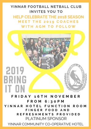Meet the Coaches, Appreciation Function & AGM Friday 16 November