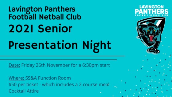 Lavington Panthers Football Netball Club Senior Presentation Night