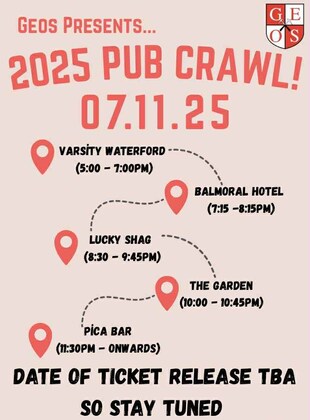 Semester 2 GEOS Pub Crawl 2025