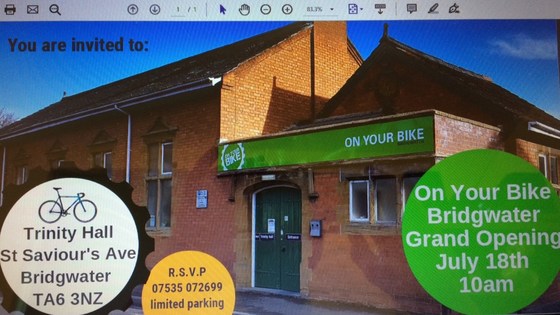 Midweek ride to Bridgwater YMCA & new "On Your Bike" Workshop