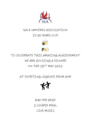 Sale Umpires Association - 50th Anniversary Celebration