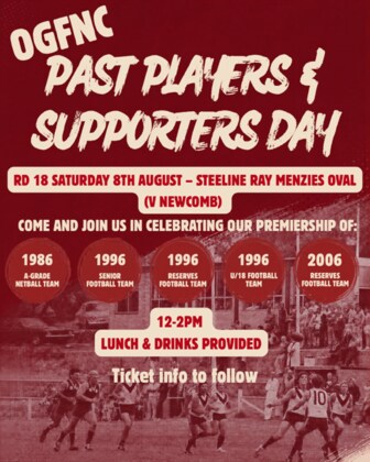OGFNC Premiership Reunion and Past Players/Officials Day