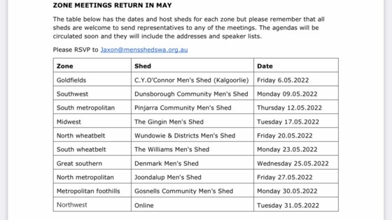 Mens Shed WA - Zone Meeting - Gosnells