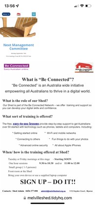 “Be Connected”  computer and phone training