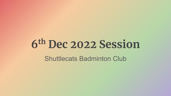 Shuttlecats Badminton Session 6/12/2022