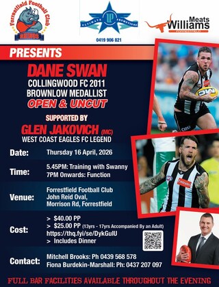 Dane Swan Supported by Glen Jakovich @ Forrestfield Football Club