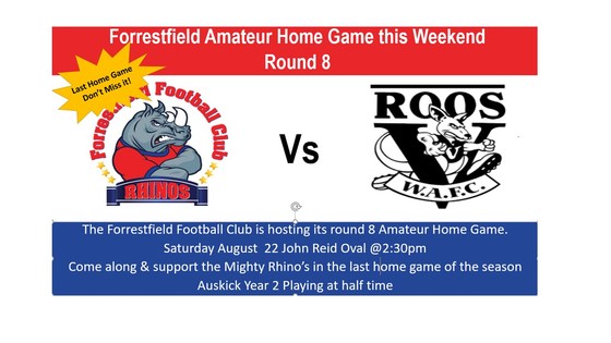 Forrestfield Football Club Last Home Game of Home & Away Season 