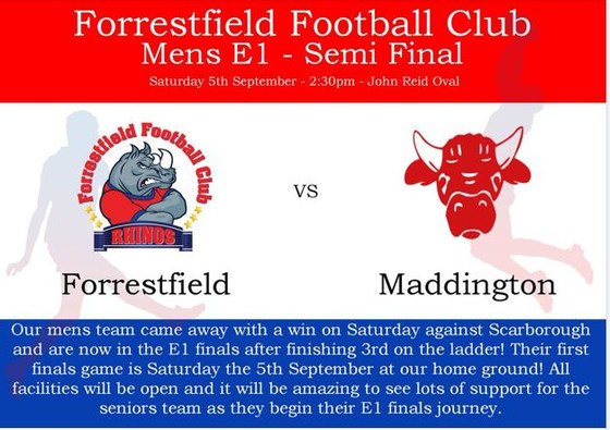 Forrestfield Football Club E1 Seniors Semi Final