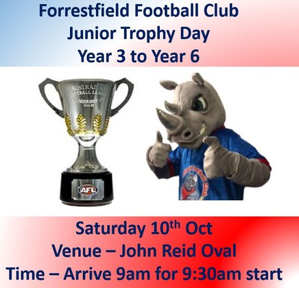 Forrestfield Football Club Junior Trophy Day - Save the date 10th Oct 9am