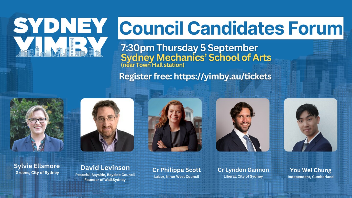 Sydney YIMBY Council Candidates Forum | Sydney YIMBY | TidyHQ