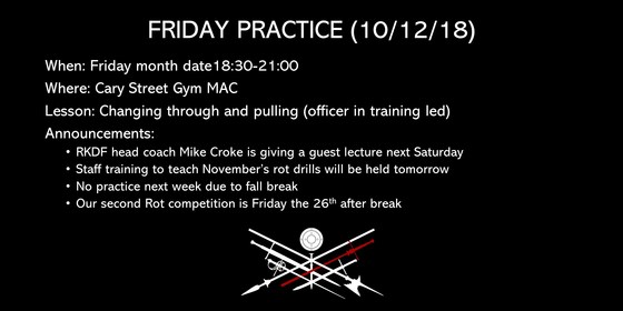 Friday practice (10/12): Changing through and pulling (officer in training led)