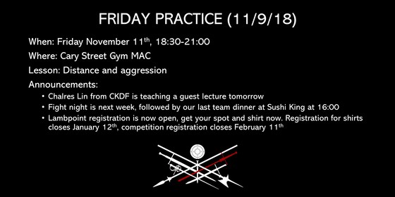 Friday practice (11/9): Distance and aggression 