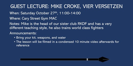 Guest instructor: Mike Croke, vier versetzen