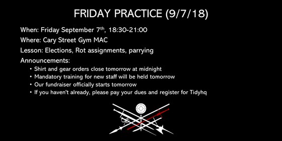 Friday Practice (9/7): Elections, rot assignments, parrying