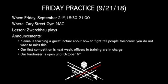 Friday practice (9/21): Zwerchhau plays 
