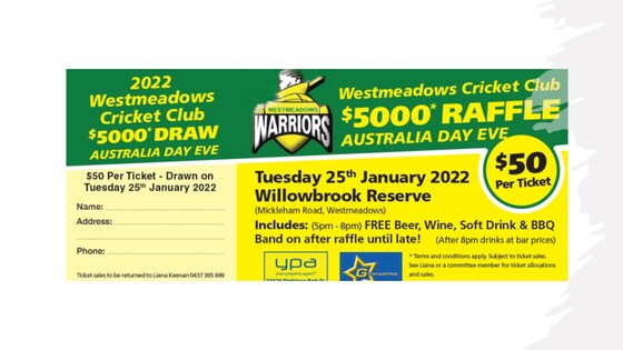 W.C.C $5000 Raffle Australia Day Eve