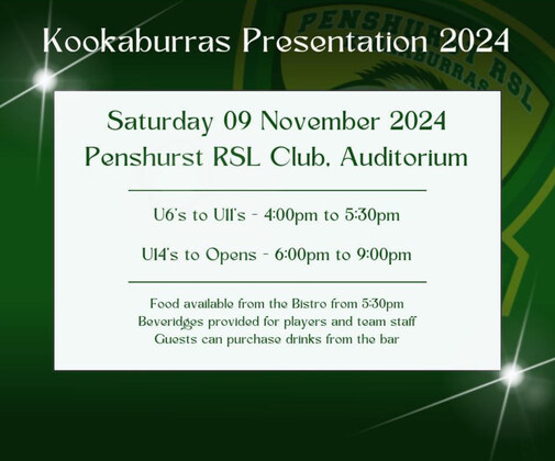 Penshurst RSL Kookaburras Junior Rugby League Club Junior and Senior Presentations