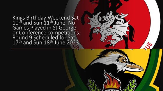 Kings Birthday Weekend Sat 10th and Sun 11th June. No Games Played in St George or Conference competitions. 
