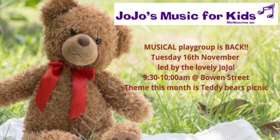 CAMBA Playgroup is back! Tuesday 16 November, with JoJo's Music for Kids!