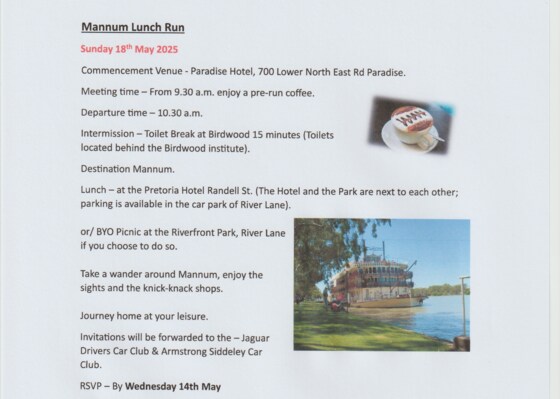 Rover Club Run - Invitation to the JDCSA May 18th